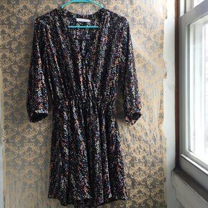 Lush Nordstrom Black Multicolor Print Dress Small